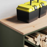 Firewood Rack with Wooden Top Olive Green 100.5x35.5x40 cm 864258