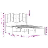 Metal Bed Frame without Mattress with Headboard White 120x190cm 373835