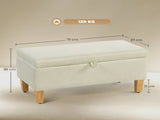 30L Linen Storage Ottoman Padded Footstool with Rubberwood Legs for Storage Box, Bed End, Shoe T3398P423865