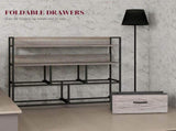 Rustic Chest of Five Fabric Drawers - Grey Wood Effect T3398P330539
