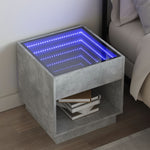 ZNTS Bedside Table with Infinity LED Concrete Grey 50x50x50 cm 3284087