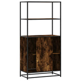 Highboard Smoked Oak 68x35x139 cm Engineered Wood and Metal 849051