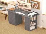 Computer Desk, Writing Table, PC Workstation with 3 Storage Shelves and Drawers, Silver Handle, for T3398P378020