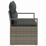 Garden Sofa with Cushion Grey 120 x 62 x 69cm Poly Rattan 42006764
