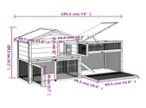 Rabbit Hutch Brown 185.5x60.5x109.5 cm Solid Wood Pine 172276
