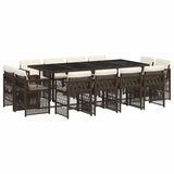 13 Piece Garden Dining Set with Cushions Brown Poly Rattan 3211041