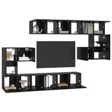 TV Cabinet Set Wall-mounted 10 pcs Black Oak Engineered Wood 3393319