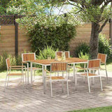 Outdoor Dining Set 7 pcs Solid Acacia Wood and Stainless Steel 3334792