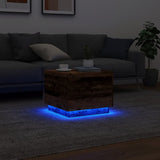 Coffee Table with LED Lights Old Wood 50x50x40 cm 857720