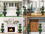 Set of 2 Decorative Artificial Trees, Topiary Ball-shaped Boxwood Trees in Pot, Fake Plants for Home T3398P343145
