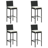 5 Piece Garden Bar Set with Cushions Black Poly Rattan 3203919