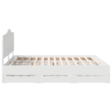 Bed Frame with Drawer White 200 x 200 cm Engineer Wood 3413380