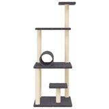 Cat Tree with Sisal Scratching Posts Dark Grey 136 cm 172093