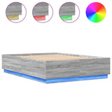 Bed Frame with LED without Mattress Grey Sonoma 140x200 cm 3209616