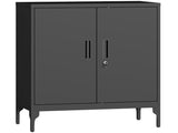 Metal Storage Cabinet with Lock and Adjustable Shelves - Black T3398P425017