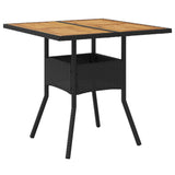 Garden Table with Acacia Wood Top Black 80x80x75 cm Poly Rattan 365519