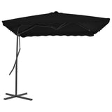 Garden Parasol Black Polyester, Powder-Coated Steel Large 312516
