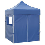 Professional Folding Party Tent with 4 Sidewalls 2x2 m Steel Blue 48879