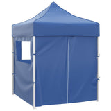 Professional Folding Party Tent with 4 Sidewalls 2x2 m Steel Blue 48879
