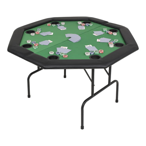 ZNTS 8-Player Folding Poker Table 2 Fold Octagonal Green 80211