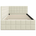 Corner Bed Frame with Headboard Cream 90 x 190 cm Velvet 42016385