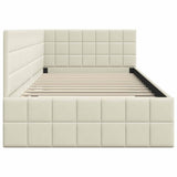 Corner Bed Frame with Headboard Cream 90 cm x 200 cm Velvet 42016395