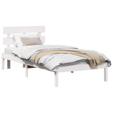 Bed Frame with Headboard White 75 x 190 cm Solid Pine wood 872147