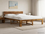 Double Bed Frame with Headboard ROSTOCK Natural 140 x 200 cm 903381