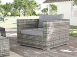 Single Seater Rattan Chair Sofa Padded Cushions, All-Weather PE Wicker Weave Garden Armchair T3398P320189