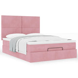 ZNTS Ottoman Bed with Mattresses Pink 140x190cm Velvet 3313402