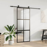Sliding Door with Hardware Set Black 90x205 cm Tempered Glass 3375964