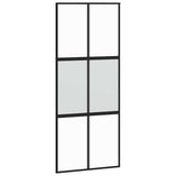 Sliding Door with Hardware Set Black 90x205 cm Tempered Glass 3375964