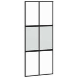 Sliding Door with Hardware Set Black 90x205 cm Tempered Glass 3375964