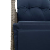 3 Piece Bistro Set with Cushions Grey Poly Rattan 365677