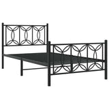 Metal Bed Frame without Mattress with Footboard Black 100x200cm 376141