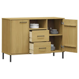Sideboard with Metal Legs Brown 113x40x77 cm Solid Wood OSLO 351018