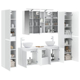 Bathroom Furniture Set 6 pcs White Engineered Wood and Glass 3407207