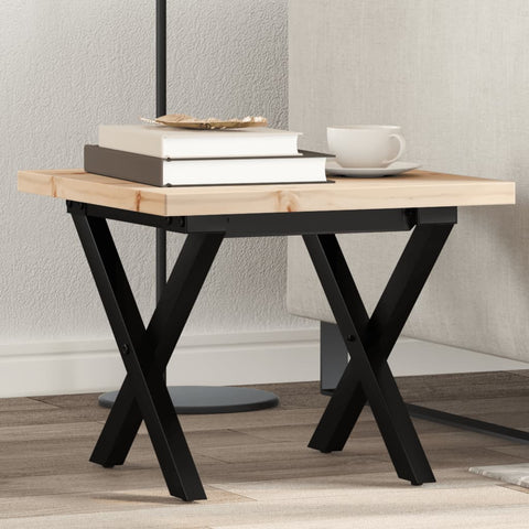 ZNTS Coffee Table X-Frame 50x50x35.5 cm Solid Wood Pine and Steel 3282747