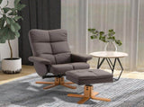 Recliner Armchair, Swivel Reclining Chair With Ottoman, Swivel Faux Leather Chair with Wooden Base T3398P328110