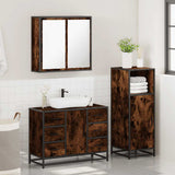 3 Piece Bathroom Furniture Set Smoked Oak Engineered Wood 3300962