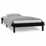 LED Bed Frame without Mattress Black 75x190 cm Small Single Solid Wood 820635