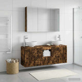 Bathroom Cabinet Set 4 pcs Smoked Oak Engineered Wood 3406347