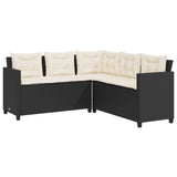 Garden Sofa with Table and Cushions L-shaped Black Poly Rattan 369039
