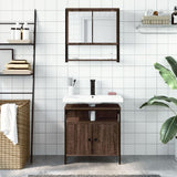 2 Piece Bathroom Furniture Set Brown Oak Engineered Wood 3214659