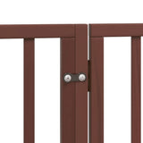 Dog Gate with Door Foldable 6 Panels Brown 300 cm Poplar Wood 352197