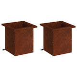 Garden Planter with LED 2 pcs Rusty 30 x 30 x 30 cm 8008069