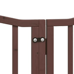 Dog Gate with Door Foldable 9 Panels Brown 450 cm Poplar Wood 3155606