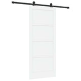 Sliding Door 86 x 198.5 cm Engineered Wood White and Black 3450003