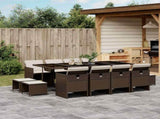 13 Piece Garden Dining Set with Cushions Brown Poly Rattan 3210621