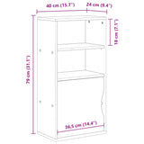 ZNTS Side Cabinet ODDA White 40x24x79 cm Solid Wood Pine 4103596